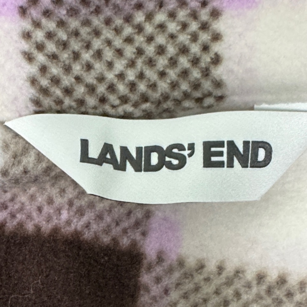 Lands’ End Anyweather Lilac & Coffee Check Fleece Shirt Jacket Size Large Tall - Picture 8 of 13